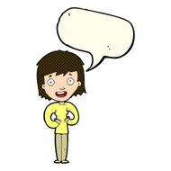 cartoon happy woman with speech bubble N135