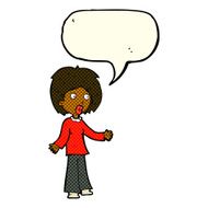 cartoon surprised woman with speech bubble N133