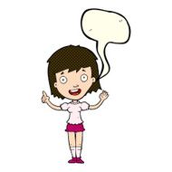 cartoon woman pointing with speech bubble N116
