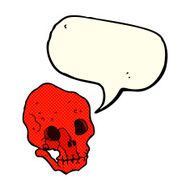 cartoon spooky skull with speech bubble N79