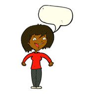 cartoon excited woman with speech bubble N72