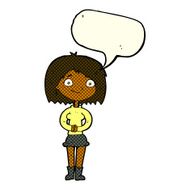 cartoon happy woman with speech bubble N136