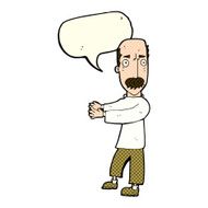 cartoon balding man explaining with speech bubble N6