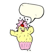 cartoon cupcake monster with speech bubble N6