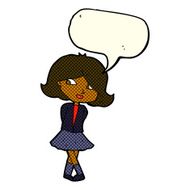 cartoon happy girl with speech bubble N45