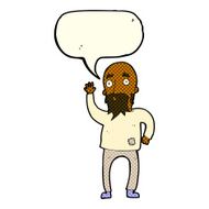 cartoon bearded man waving with speech bubble N6