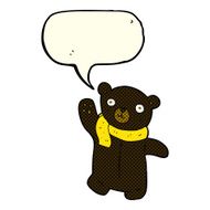 cute cartoon black teddy bear with speech bubble N5