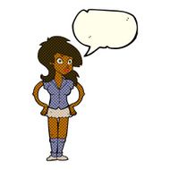 cartoon pretty woman with speech bubble N150