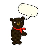 cute cartoon black teddy bear with speech bubble N6