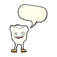 cartoon happy tooth character with speech bubble N3