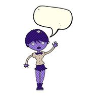 cartoon vampire girl waving with speech bubble N6