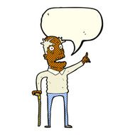 cartoon old man with walking stick speech bubble N5