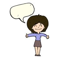 cartoon woman giving thumbs up sign with speech bubble N6