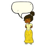 cartoon pretty victorian woman with speech bubble N5