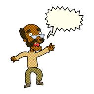 cartoon frightened old man with speech bubble N19