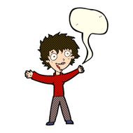 cartoon excited woman with speech bubble N74