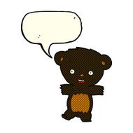 cartoon teddy black bear cub with speech bubble N5