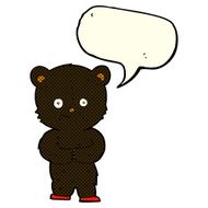cartoon teddy black bear cub with speech bubble N6