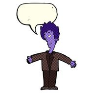 cartoon happy vampire with speech bubble N21