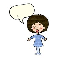 cartoon woman in dress with speech bubble N21