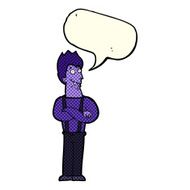 cartoon happy vampire with speech bubble N22