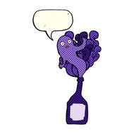 cartoon ghost in bottle with speech bubble N4
