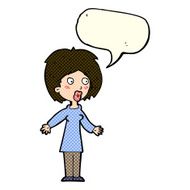 cartoon surprised woman with speech bubble N134