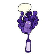 cartoon ghost in bottle with speech bubble N5