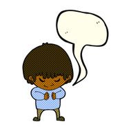 cartoon shy boy with speech bubble N11