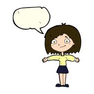 cartoon happy girl with speech bubble N46