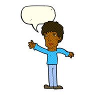 cartoon worried man reaching out with speech bubble N11