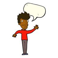 cartoon worried man reaching out with speech bubble N12
