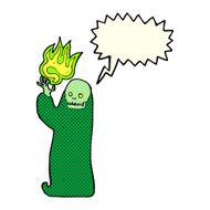 cartoon waving halloween ghoul with speech bubble N6