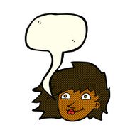 cartoon female face with speech bubble N80