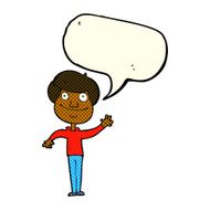 cartoon happy man waving with speech bubble N23