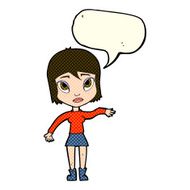 cartoon woman waving hand with speech bubble N6