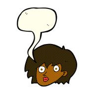 cartoon surprised female face with speech bubble N35