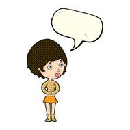 cartoon concerned woman with speech bubble N5