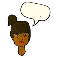 cartoon female head with speech bubble N6