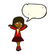 cartoon unhappy girl with speech bubble N10