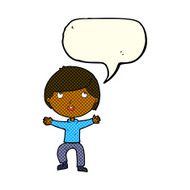 Cartoon happy boy with speech bubble N124