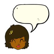 cartoon happy female face with speech bubble N98