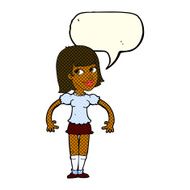 cartoon woman shrugging shoulders with speech bubble N272