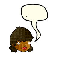 cartoon female face with surprised expression speech bubble N12