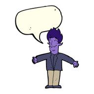 cartoon happy vampire with speech bubble N23