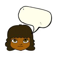 cartoon happy female face with speech bubble N100