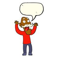 cartoon old man getting a fright with speech bubble N6