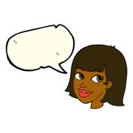 cartoon happy female face with speech bubble N101