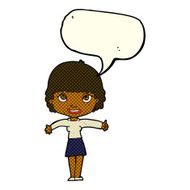 cartoon happy girl with speech bubble N48