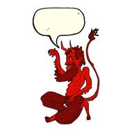 cartoon traditional devil with speech bubble N5